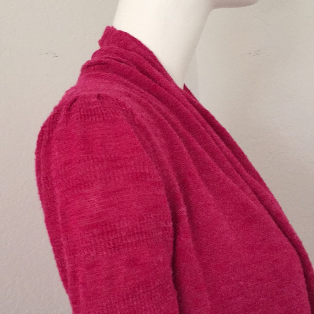 Anthropologie Fuchsia Linen Open Front Cardigan - image 5